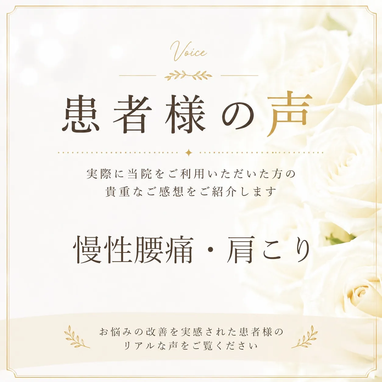 慢性腰痛と肩こりで来院された50代男性の患者様の声