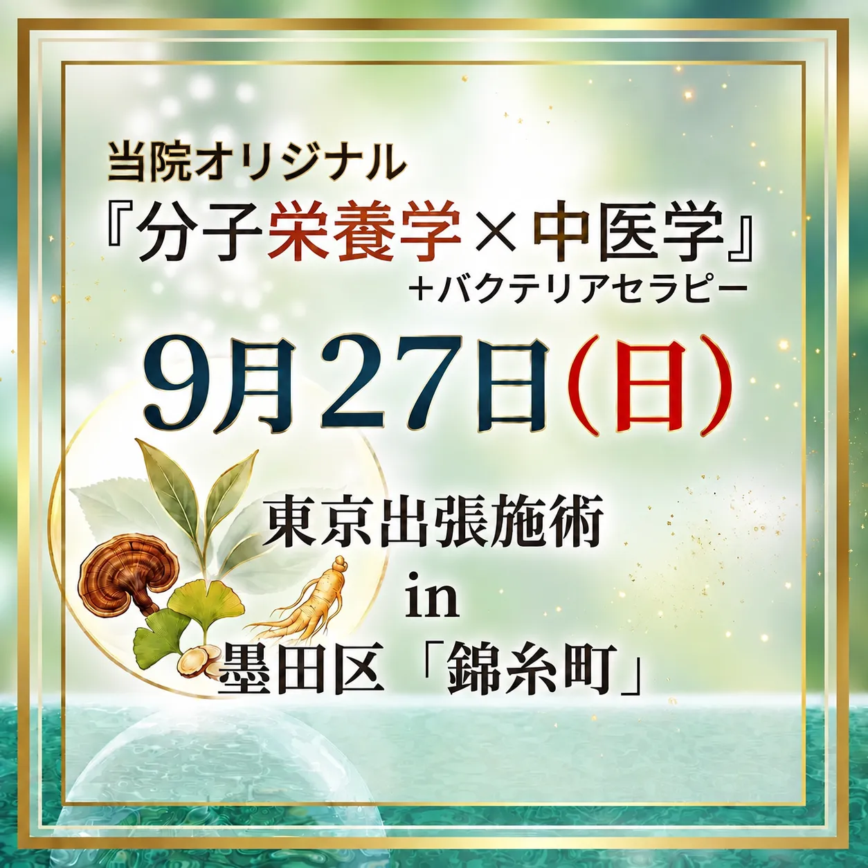 2026年9月27日（日）東京出張施術！in 「錦糸町」